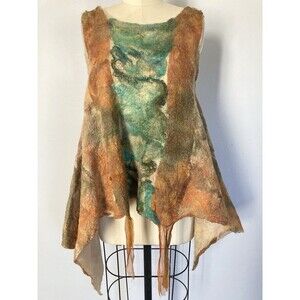 Tunic Top Hand Felted Artsy Wool Silk Goblincore Winter Forest Fairy Lagenlook
